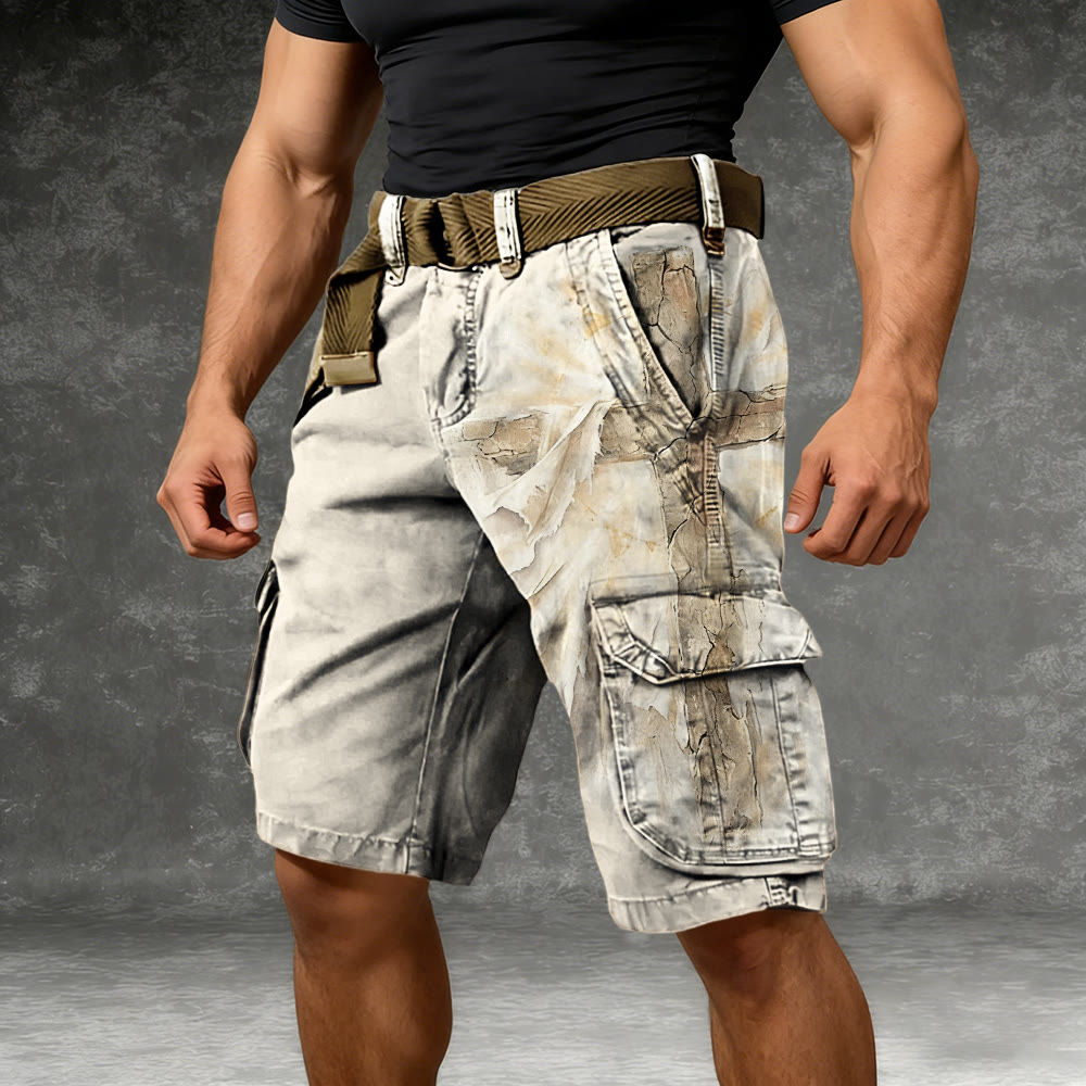 Christianartworkshop Vintage Map Pattern Christian Cargo Shorts - image 1