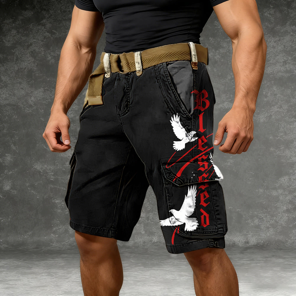 Christianartworkshop Blessed Dove Graphic Cargo Shorts - image 1