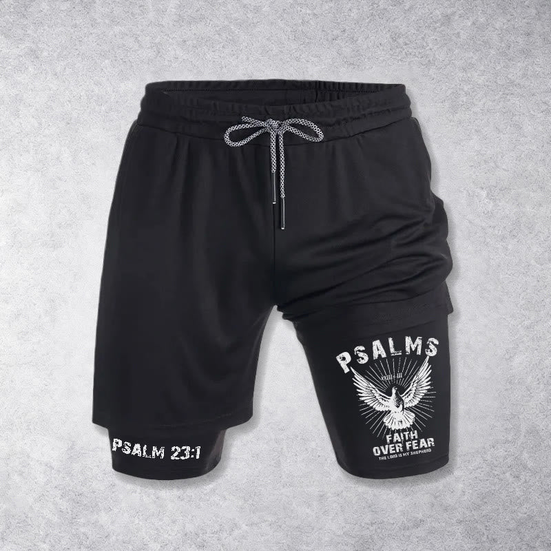 Christianartworkshop Psalms 23:1 Faith Over Fear Eagle Performance Shorts - Black - 3XL - image 9