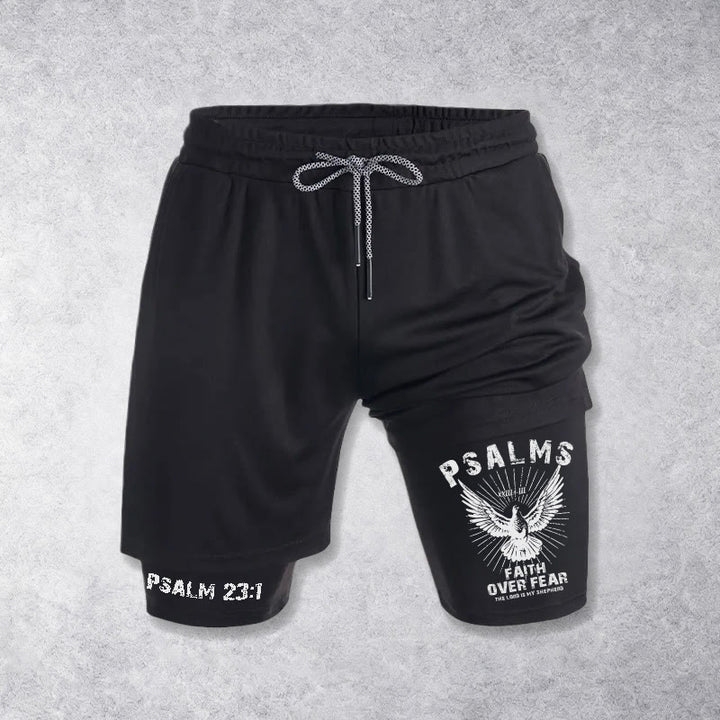 Christianartworkshop Psalms 23:1 Faith Over Fear Eagle Performance Shorts - Black - 3XL - image 9