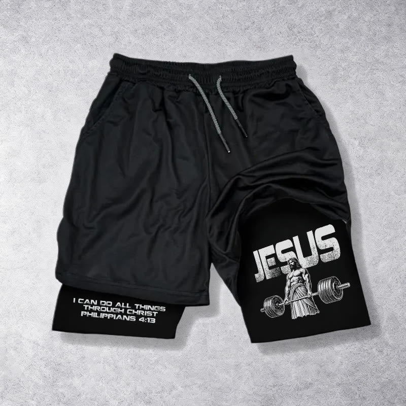 Christianartworkshop Philippians 4:13 I Can Do All Things Through Christ Performance Shorts - Black - 3XL - image 9