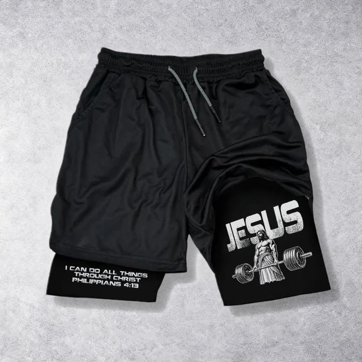 Christianartworkshop Philippians 4:13 I Can Do All Things Through Christ Performance Shorts - Black - 3XL - image 9