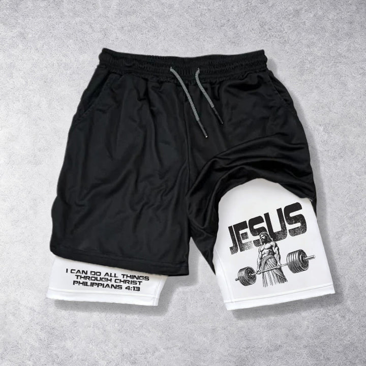 Christianartworkshop Philippians 4:13 I Can Do All Things Through Christ Performance Shorts - White - 3XL - image 0