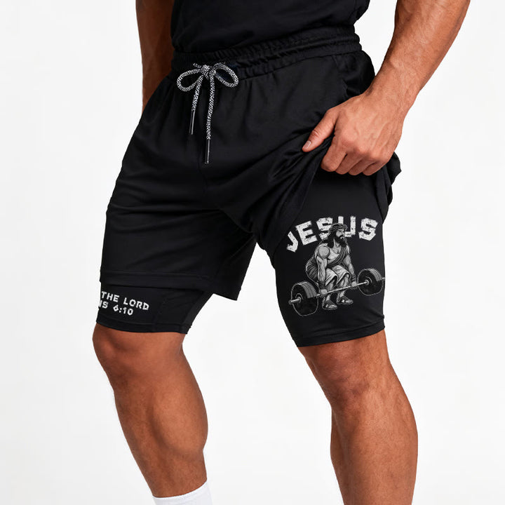 Christianartworkshop Ephesians 6:10 Jesus Weightlifting Performance Shorts - image 11