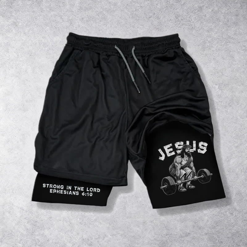 Christianartworkshop Ephesians 6:10 Jesus Weightlifting Performance Shorts - image 17