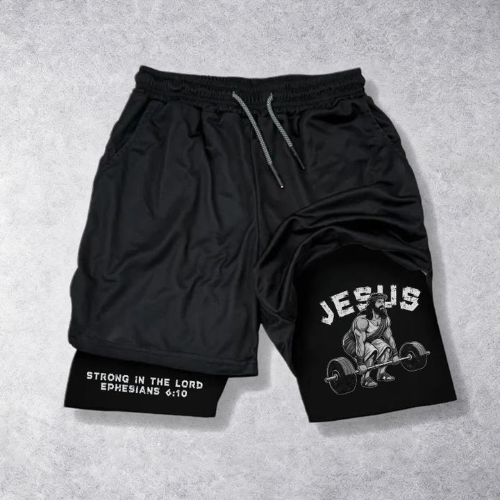 Christianartworkshop Ephesians 6:10 Jesus Weightlifting Performance Shorts - image 17