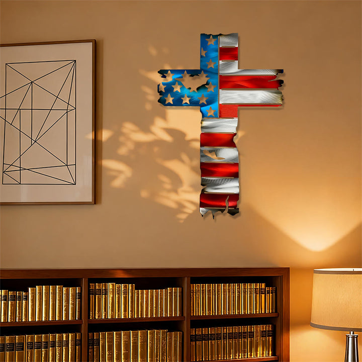 Christianartworkshop Rustic American Flag Patriotic Cross Metal Wall Decor: A Symbol Of Fearless Faith - image 5