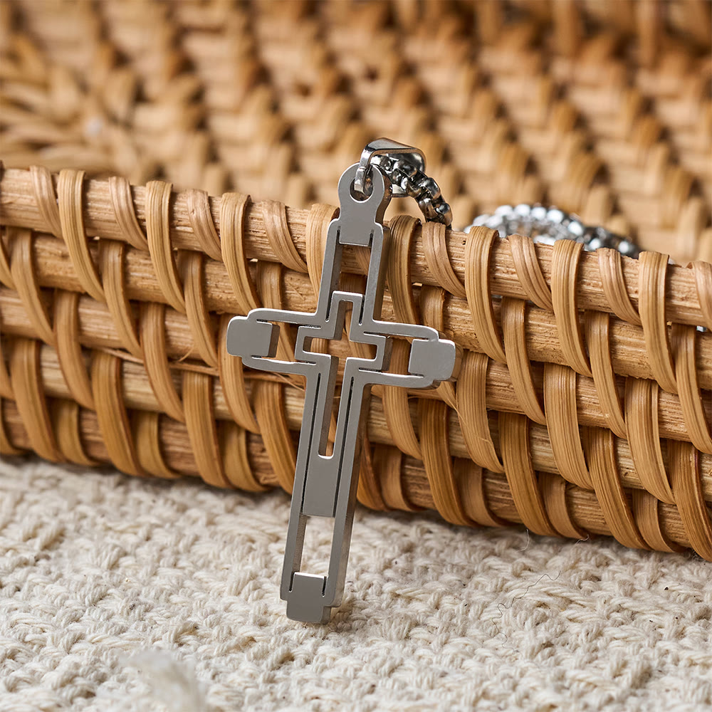 Christianartworkshop Geometric Hollow Cross Statement Necklace: Emblem Of Devotion & Spiritual Guidance - image 2