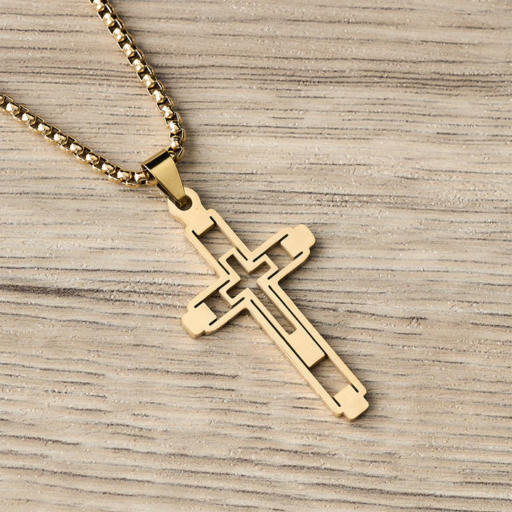 Christianartworkshop Geometric Hollow Cross Statement Necklace: Emblem Of Devotion & Spiritual Guidance - Gold - image 5