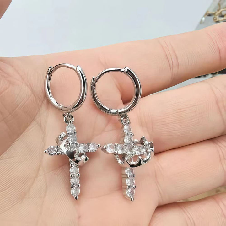 Christianartworkshop Modern Crowned in Faith Cross Necklace, Earrings - Earrings - Silver - image 9