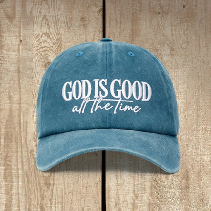 Christianartworkshop God Is Good All The Time Embroidered Washed Baseball Cap - Lake Blue - image 4