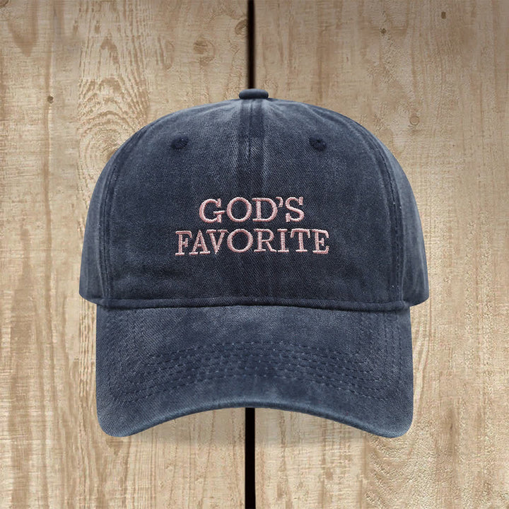 Christianartworkshop Faith-Filled God's Favorite Washed Baseball Cap - Navy Blue - image 6