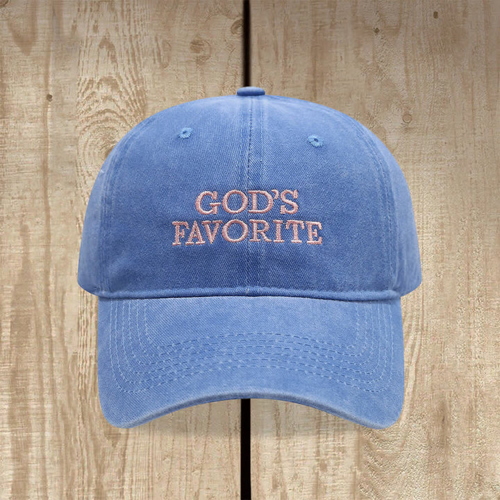 Christianartworkshop Faith-Filled God's Favorite Washed Baseball Cap - Light Blue - image 7