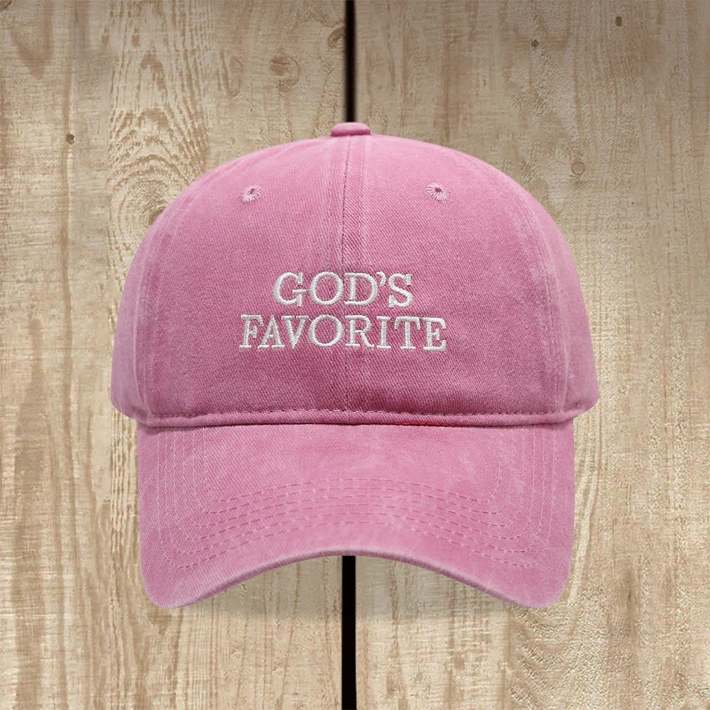 Christianartworkshop Faith-Filled God's Favorite Washed Baseball Cap - Light Pink - image 2