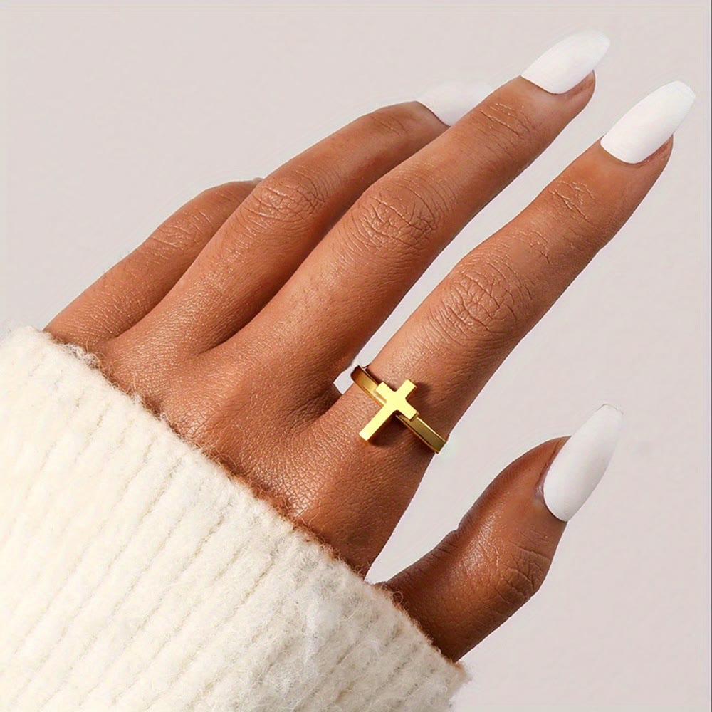 Christianartworkshop Minimalist Cross Open Ring: A Symbol Of Devout Faith & Spiritual Grace - image 1