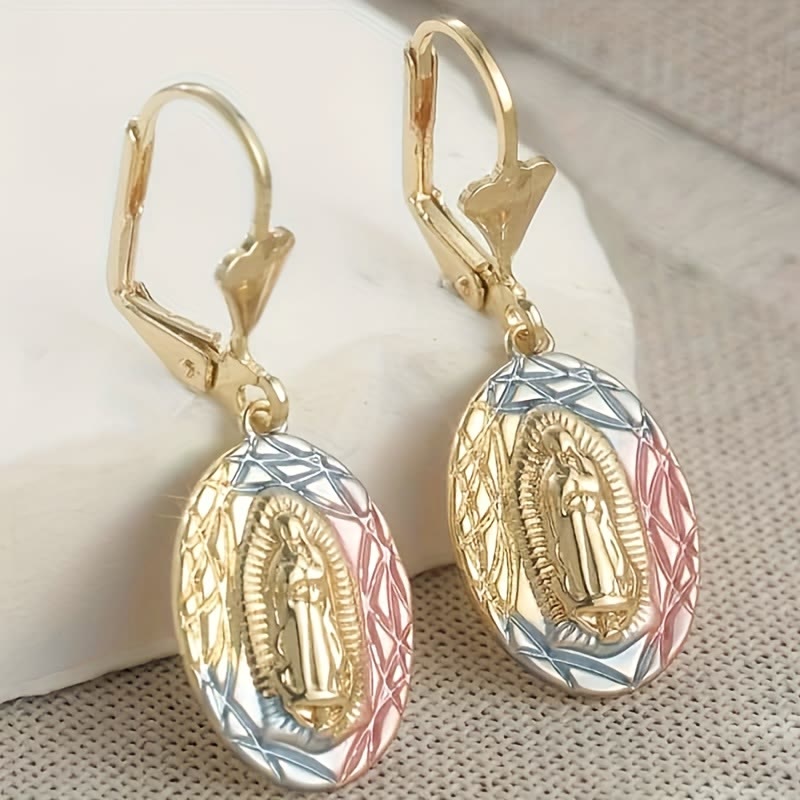 Christianartworkshop Ornate Our Lady Oval Drop Earrings: Embodying Maternal Grace & Divine Protection - image 3
