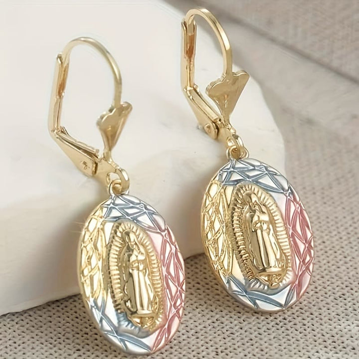 Christianartworkshop Ornate Our Lady Oval Drop Earrings: Embodying Maternal Grace & Divine Protection - image 3
