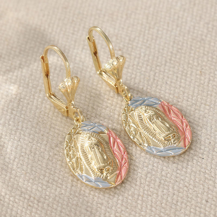 Christianartworkshop Ornate Our Lady Oval Drop Earrings: Embodying Maternal Grace & Divine Protection - image 5