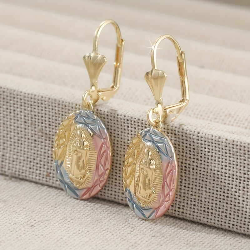 Christianartworkshop Ornate Our Lady Oval Drop Earrings: Embodying Maternal Grace & Divine Protection - image 6