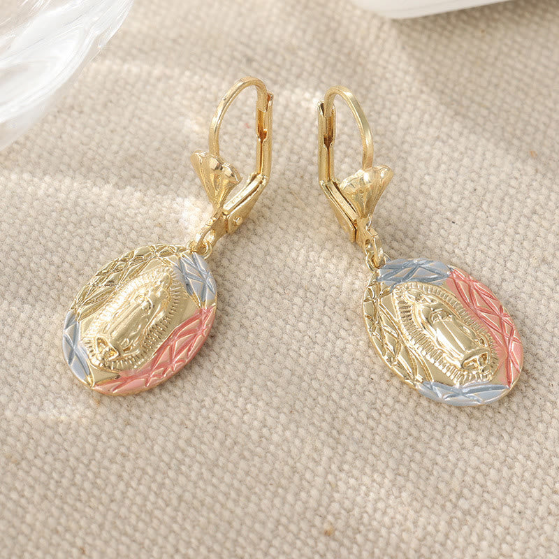 Christianartworkshop Ornate Our Lady Oval Drop Earrings: Embodying Maternal Grace & Divine Protection - image 7