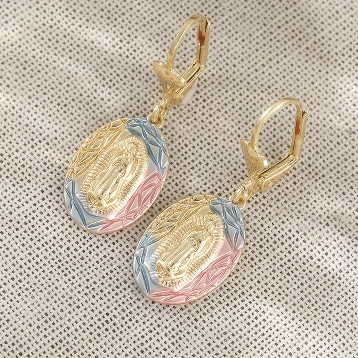 Christianartworkshop Ornate Our Lady Oval Drop Earrings: Embodying Maternal Grace & Divine Protection - image 2