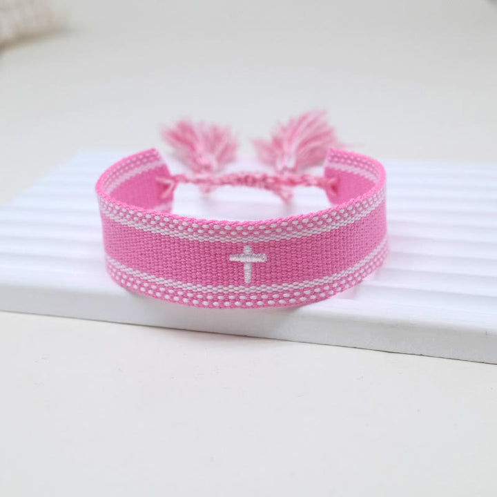 Christianartworkshop Sacred Cross Woven Tassel Bracelet: Elevate Your Faith With Sweet, Devout Style - E - image 10