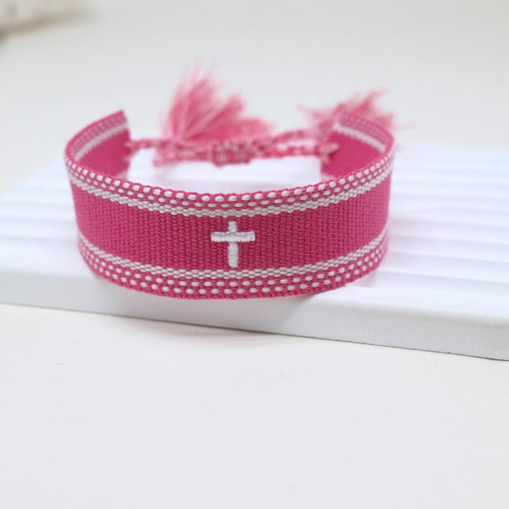 Christianartworkshop Sacred Cross Woven Tassel Bracelet: Elevate Your Faith With Sweet, Devout Style - L - image 17