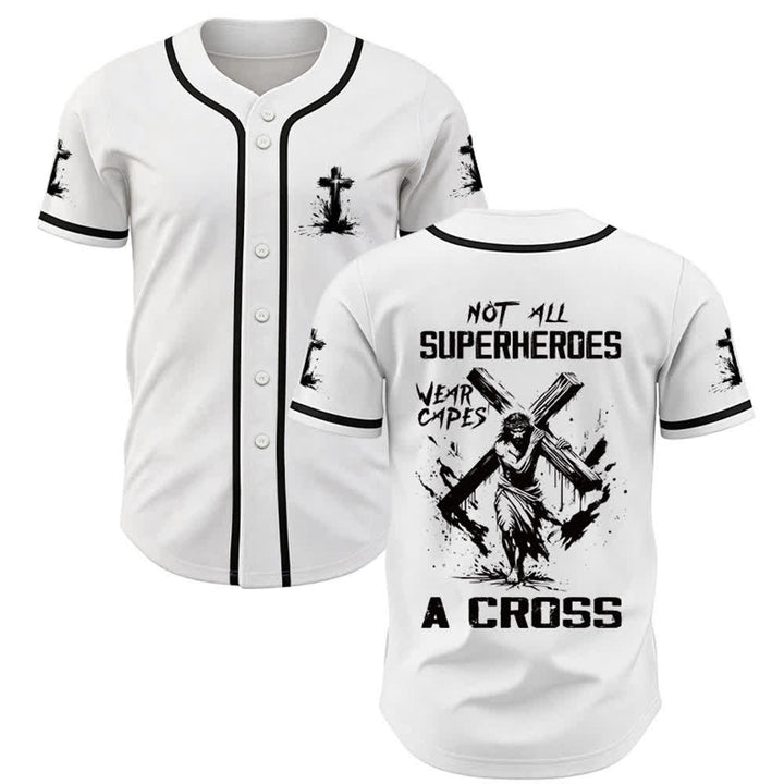 Christianartworkshop Not All Superheroes Wear Capes A Cross Unisex Baseball Jersey - White - 3XL - image 0