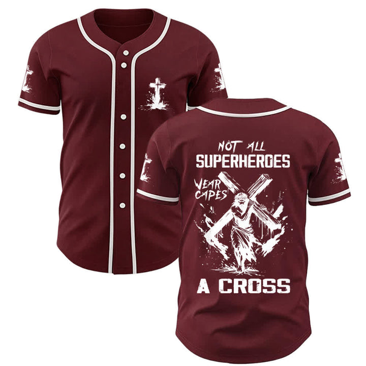 Christianartworkshop Not All Superheroes Wear Capes A Cross Unisex Baseball Jersey - Wine - 3XL - image 13