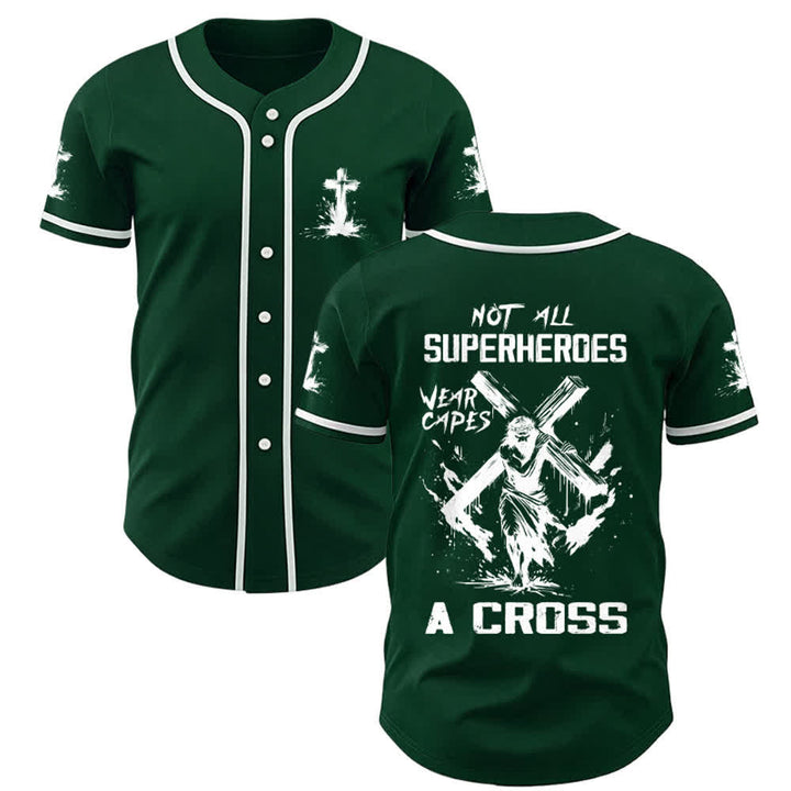 Christianartworkshop Not All Superheroes Wear Capes A Cross Unisex Baseball Jersey - Green - 3XL - image 22
