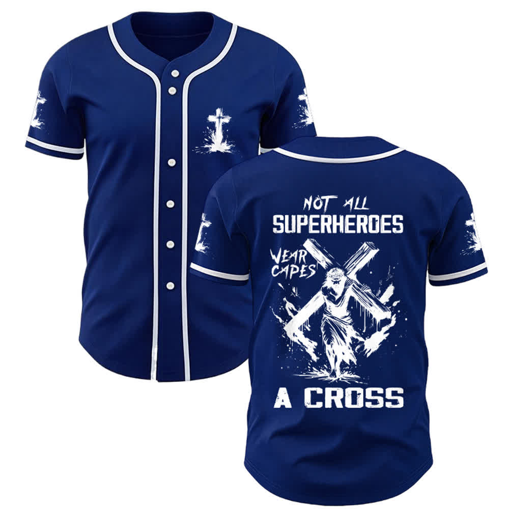 Christianartworkshop Not All Superheroes Wear Capes A Cross Unisex Baseball Jersey - Navy Blue - 3XL - image 19