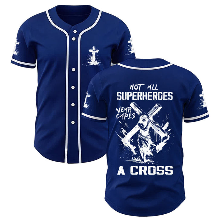 Christianartworkshop Not All Superheroes Wear Capes A Cross Unisex Baseball Jersey - Navy Blue - 3XL - image 19