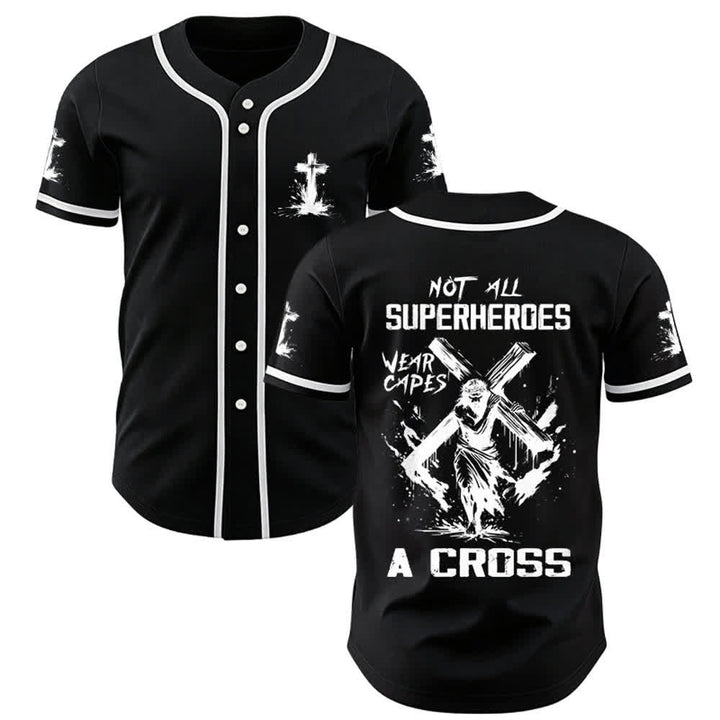 Christianartworkshop Not All Superheroes Wear Capes A Cross Unisex Baseball Jersey - Black - 3XL - image 7
