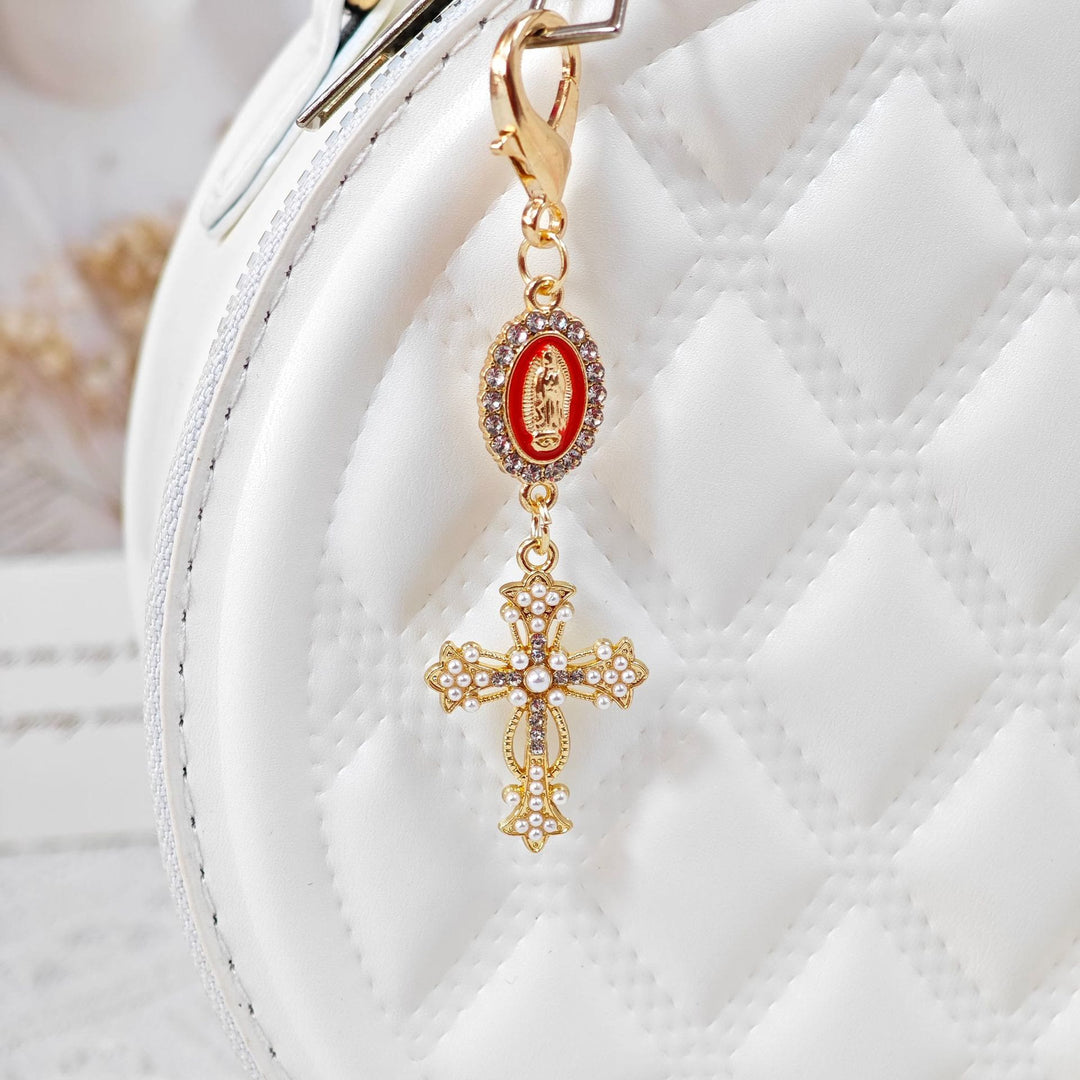 Christianartworkshop Ornate Our Lady Medallion Cross Keychain: Emblem Of Redemption & Spiritual Protection - Red - image 8