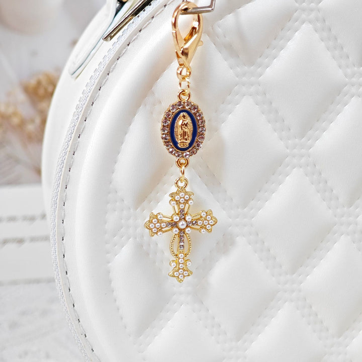 Christianartworkshop Ornate Our Lady Medallion Cross Keychain: Emblem Of Redemption & Spiritual Protection - Dark Blue - image 7