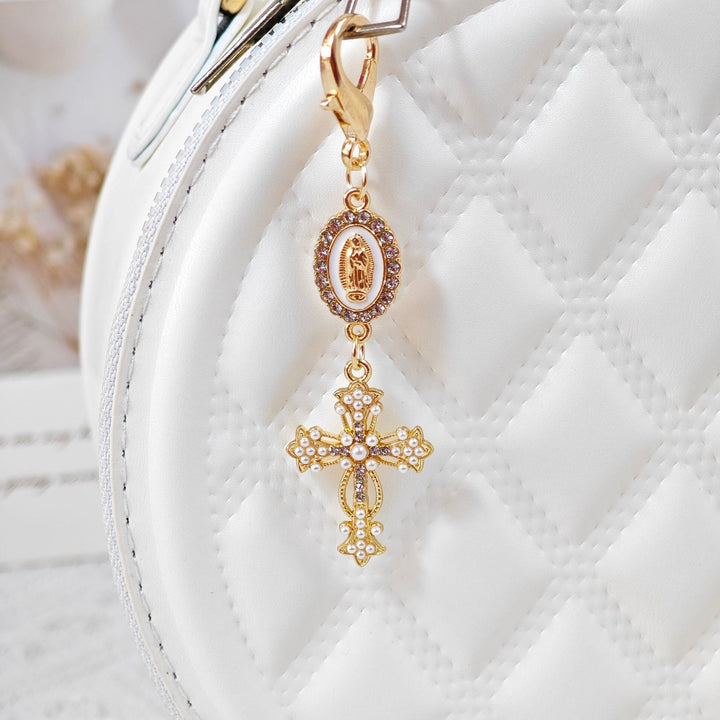 Christianartworkshop Ornate Our Lady Medallion Cross Keychain: Emblem Of Redemption & Spiritual Protection - White - image 5