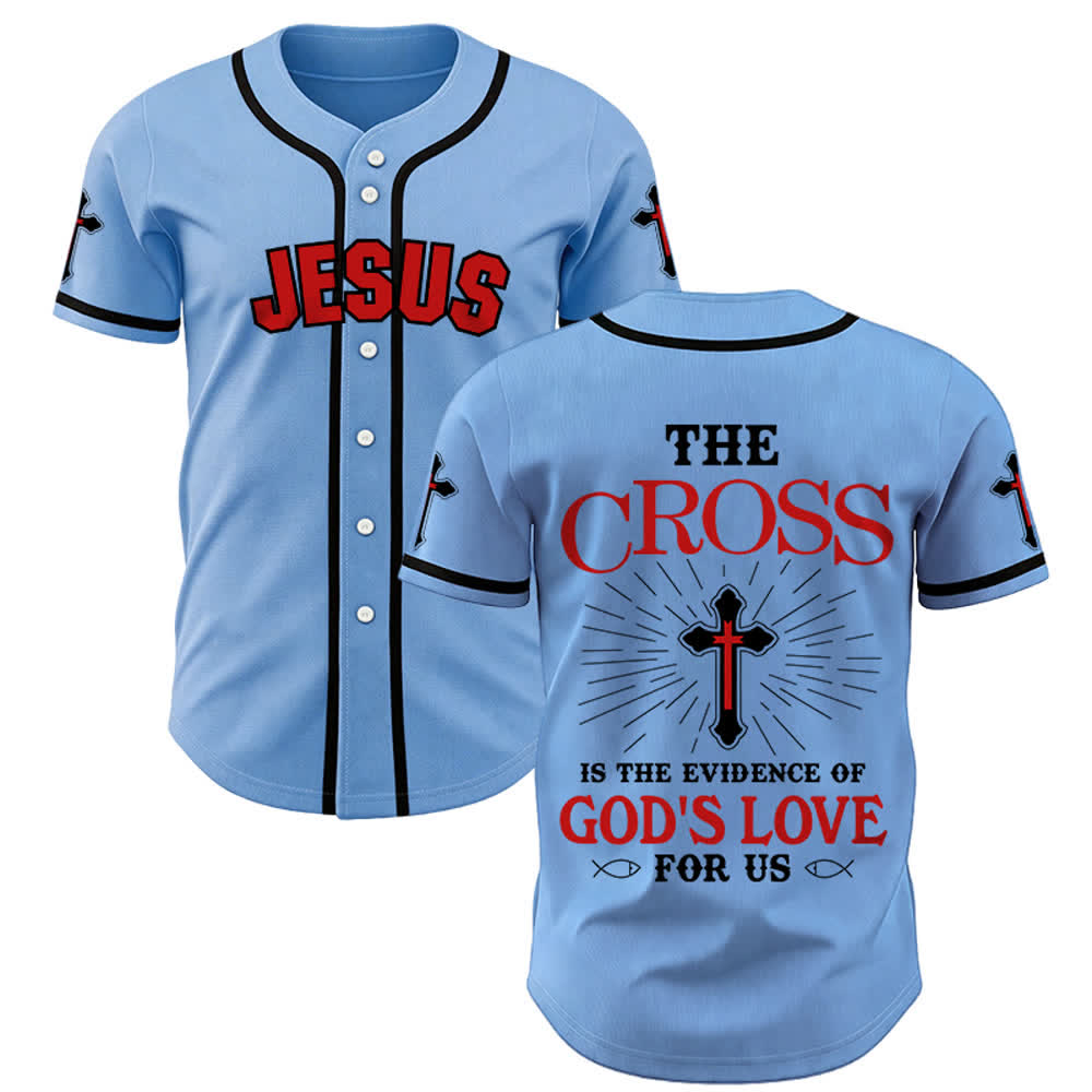 Christianartworkshop The Cross Is The Evidence Of God's Love Unisex Baseball Jersey - Blue - 3XL - image 19