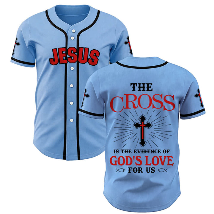 Christianartworkshop The Cross Is The Evidence Of God's Love Unisex Baseball Jersey - Blue - 3XL - image 19