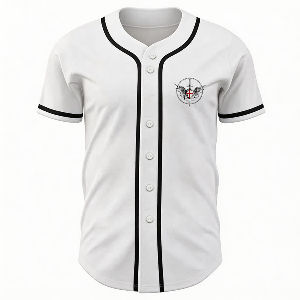 Christianartworkshop St.Michael Archangel Defend Us Unisex Baseball Jersey - image 6