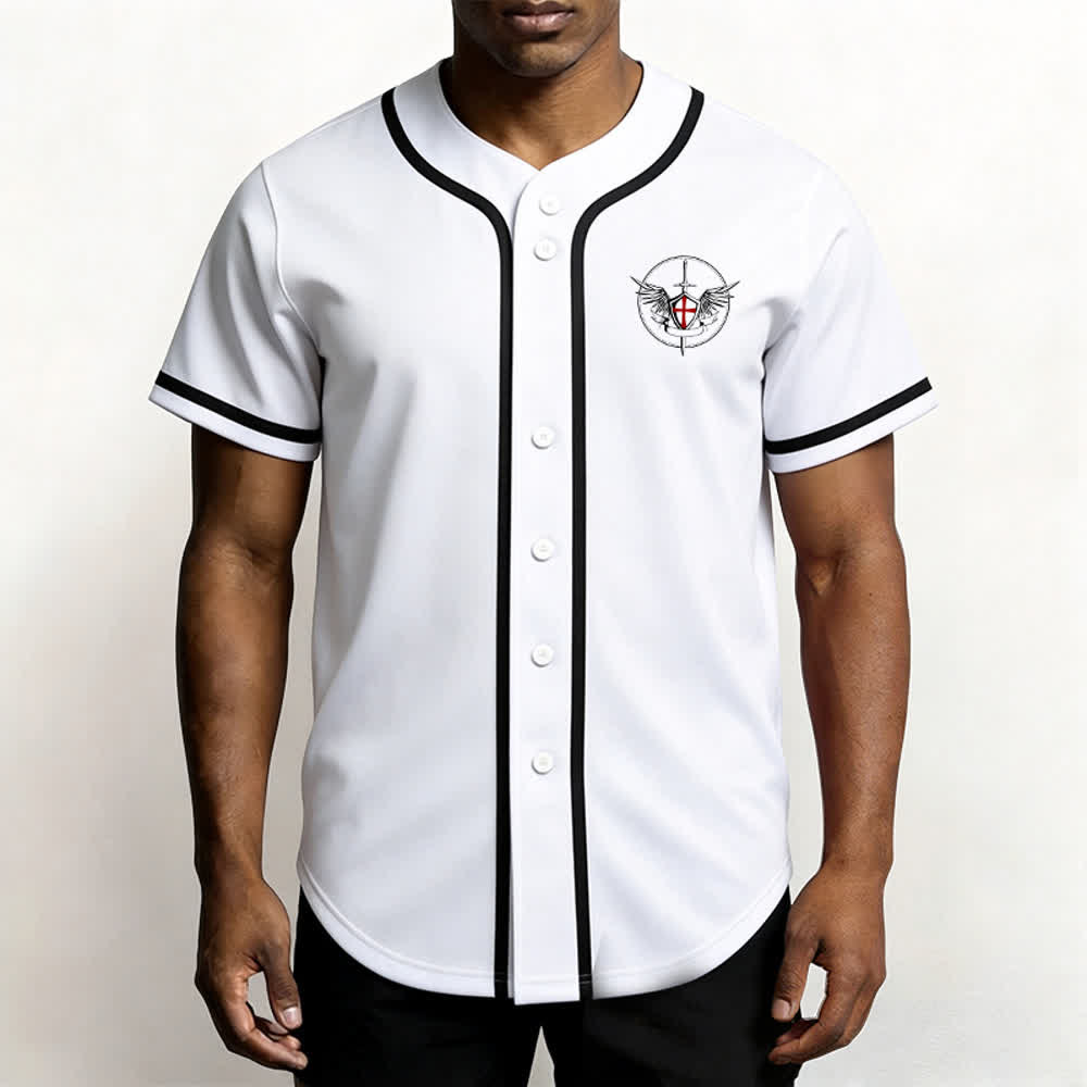 Christianartworkshop St.Michael Archangel Defend Us Unisex Baseball Jersey - image 2