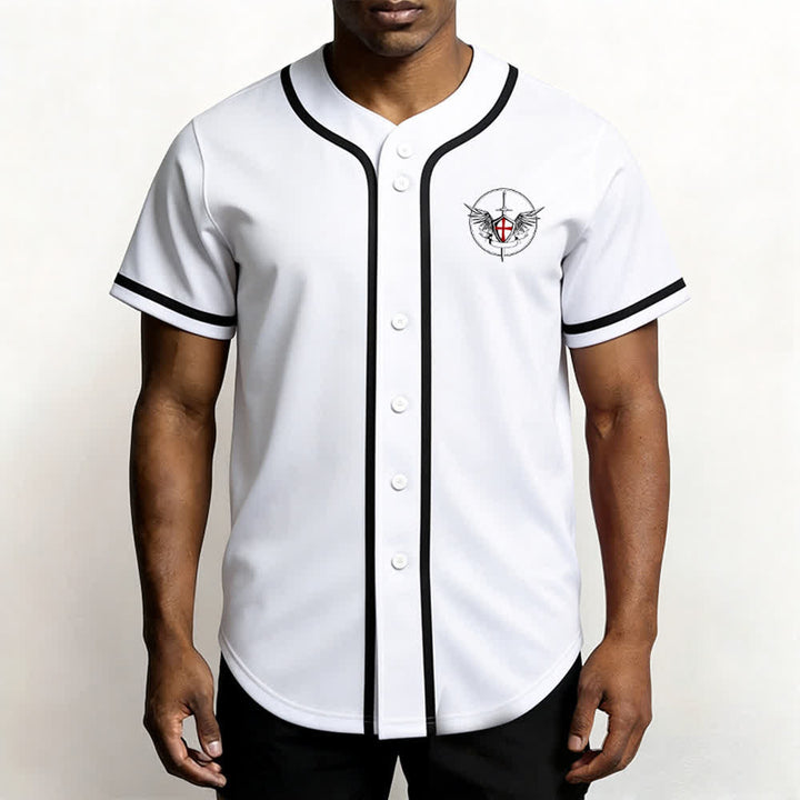 Christianartworkshop St.Michael Archangel Defend Us Unisex Baseball Jersey - image 2