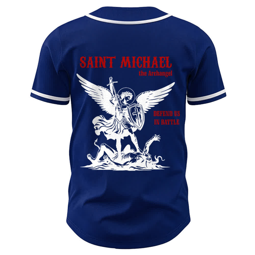 Christianartworkshop St.Michael Archangel Defend Us Unisex Baseball Jersey - image 20