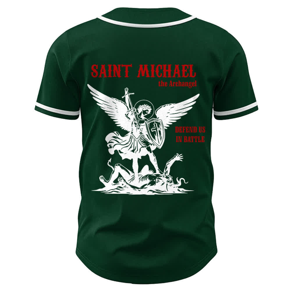 Christianartworkshop St.Michael Archangel Defend Us Unisex Baseball Jersey - image 23