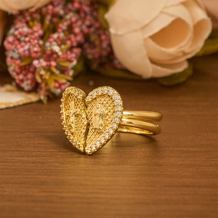Christianartworkshop Classic Cross Split Heart Adjustable Ring: A Symbol Of Hope & Eternal Salvation - image 2