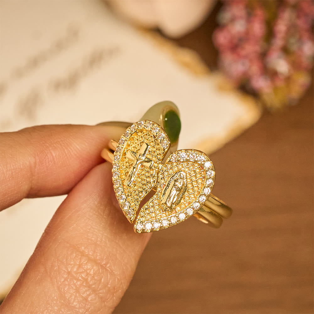Christianartworkshop Classic Cross Split Heart Adjustable Ring: A Symbol Of Hope & Eternal Salvation - image 1