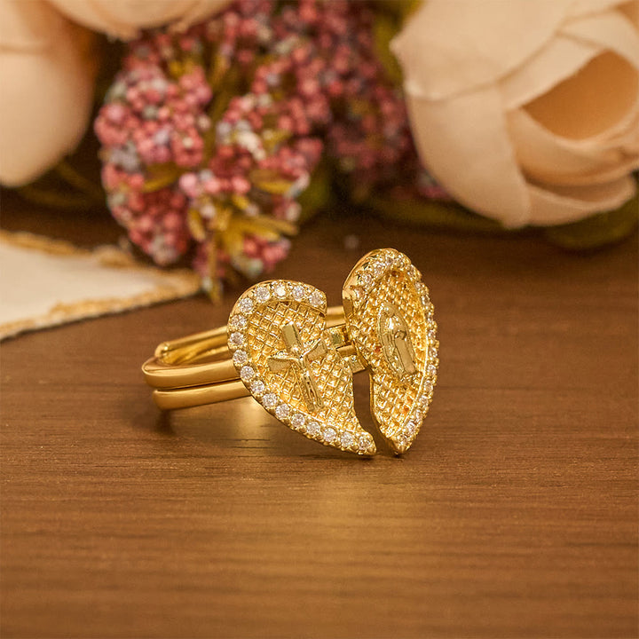 Christianartworkshop Classic Cross Split Heart Adjustable Ring: A Symbol Of Hope & Eternal Salvation - image 4