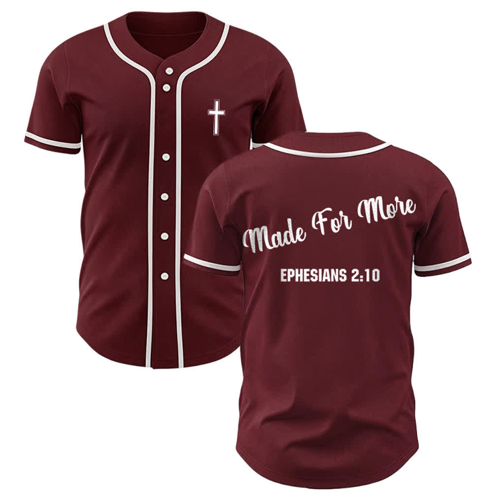 Christianartworkshop Made For More Ephesians 2:10 Unisex Baseball Jersey - Wine - 3XL - image 0