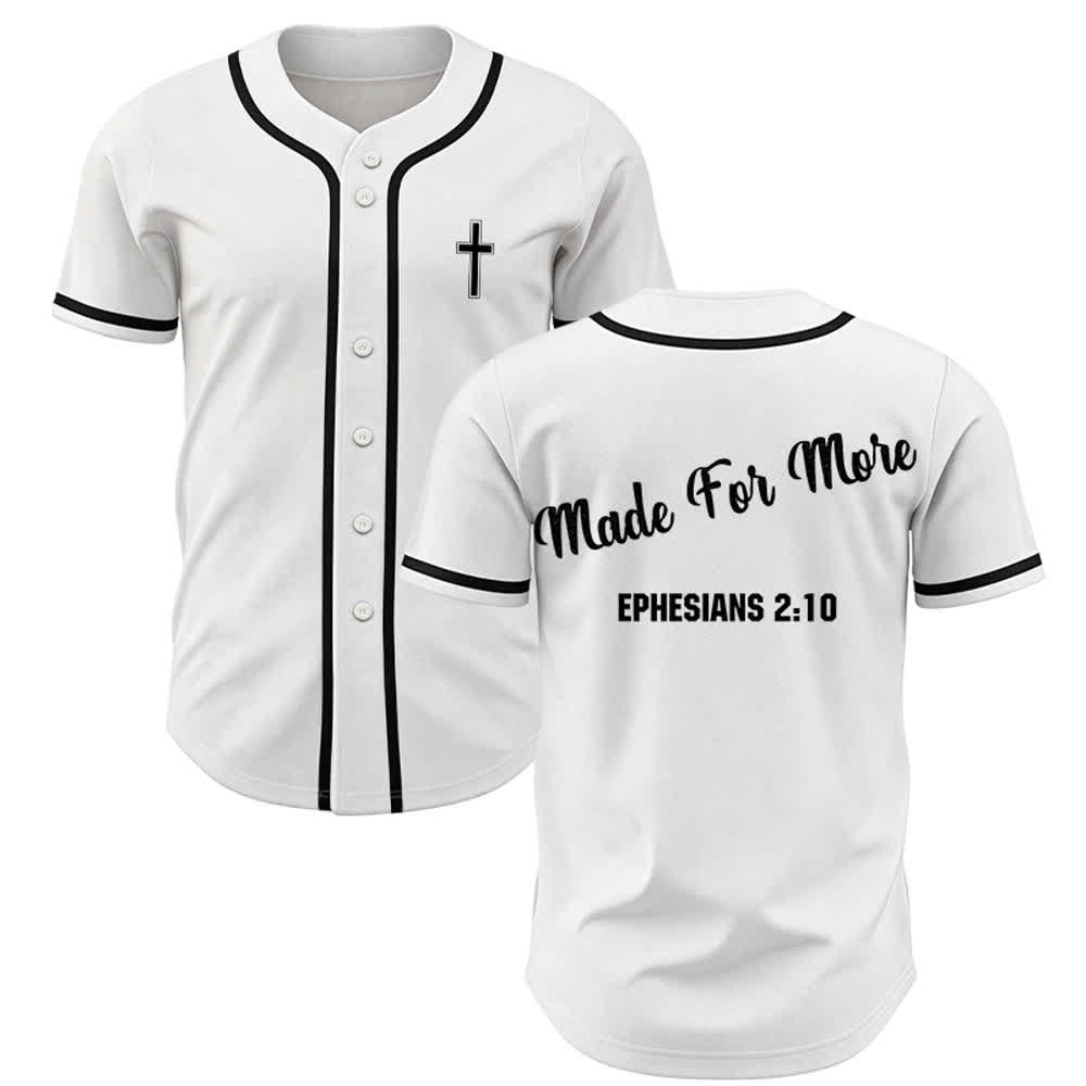 Christianartworkshop Made For More Ephesians 2:10 Unisex Baseball Jersey - White - 3XL - image 7