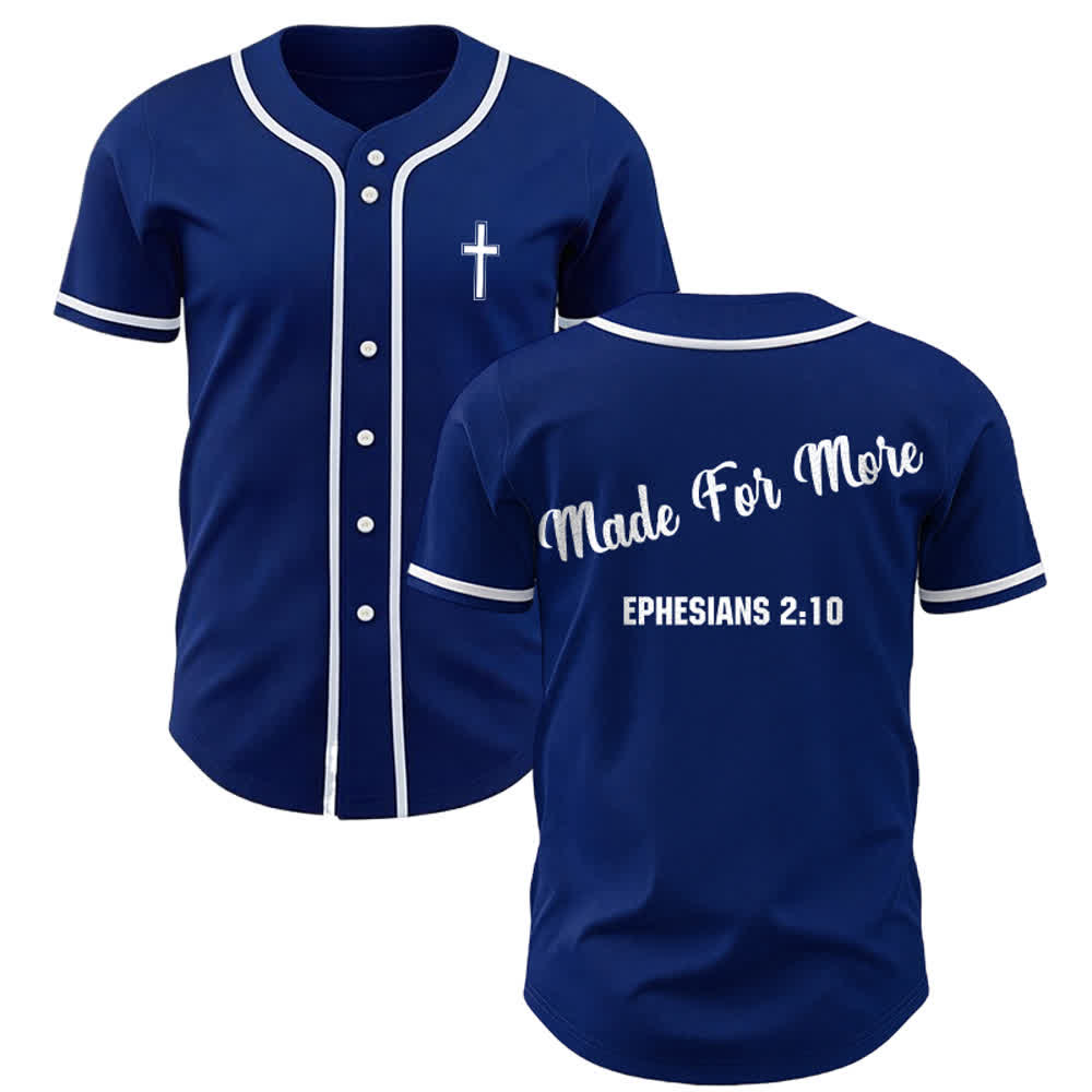 Christianartworkshop Made For More Ephesians 2:10 Unisex Baseball Jersey - Navy Blue - 3XL - image 19