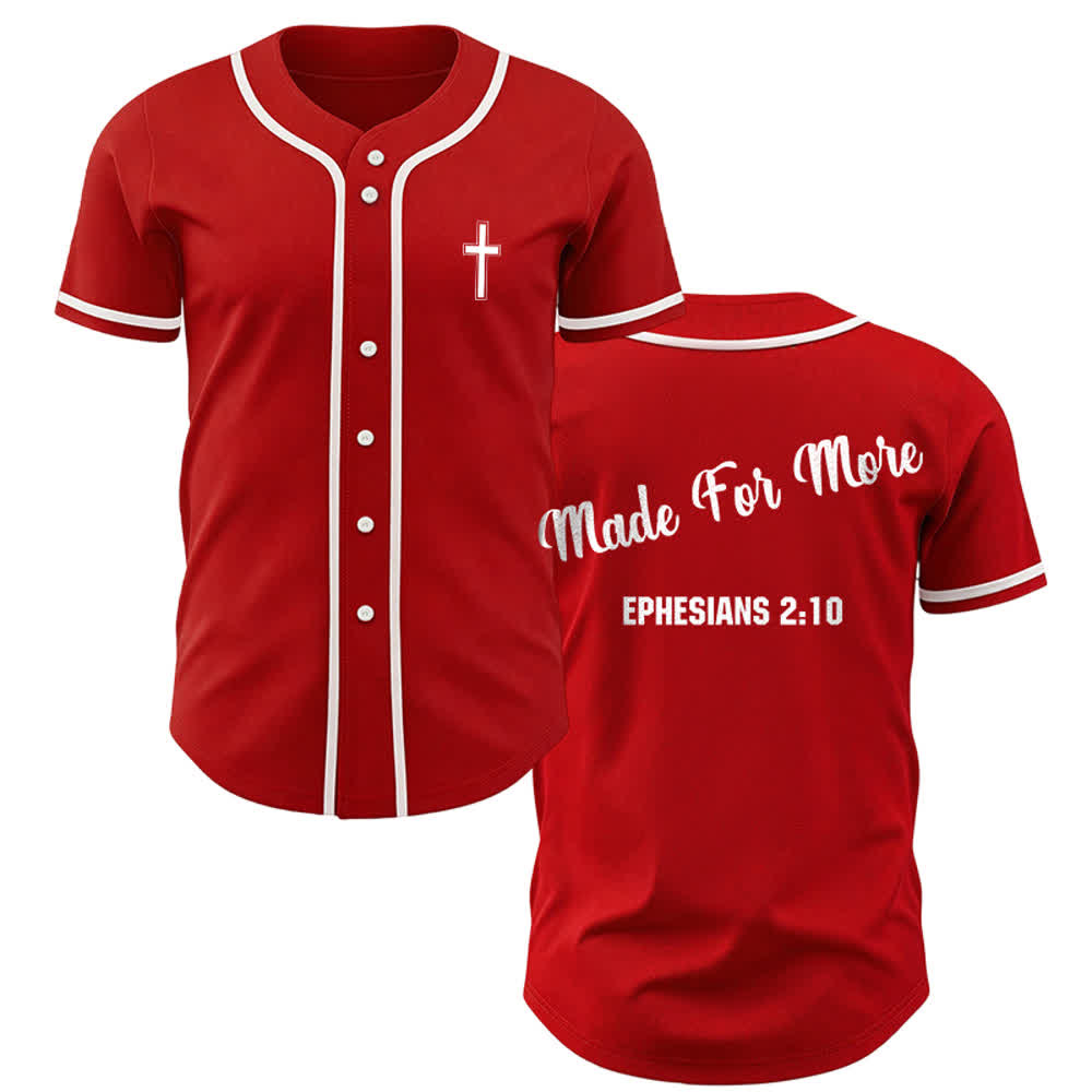 Christianartworkshop Made For More Ephesians 2:10 Unisex Baseball Jersey - Red - 3XL - image 13